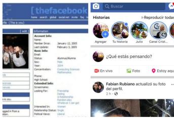 Redes sociales 
- Facebook 2004
- Facebook ahora