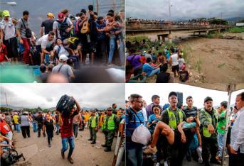 Los venezolanos estaban represados en la frontera de su país ante el impedimento de poder cruzar por las trochas, inundadas por la creciente del río Táchira. Esto hizo que se desplazaran hasta el puente Simón Bolívar y rompieran las barreras de seguridad de la Guardia Nacional de Venezuela. Su firme intención era llegar a territorio colombiano.