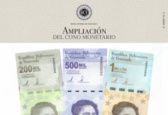 El billete de mayor denominación es de un millón de bolívares.