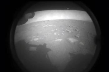 Esta foto de la Nasa muestra a los miembros del rover Perseverance de la Nasa cuando aterrizó en la superficie de Marte hoy 18 de febrero de 2021.