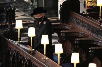 Reina Isabel II en el funeral del duque Felipe de Edimburgo.