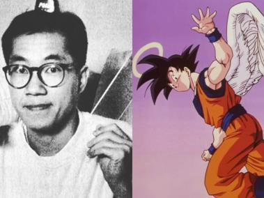 En la parte izquierda aparece Akira Toriyama, creador de Dragon Ball y en la derecha, Goku, uno de sus personajes.