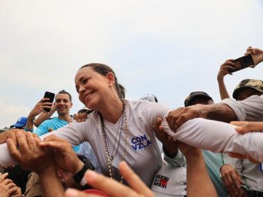María Corina Machado hace campaña en Barinas.