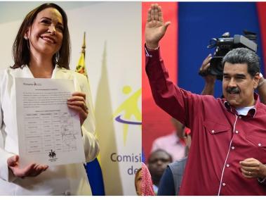 María Corina Machado  y Nicolás Maduro.