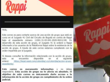 Correo de Rappi alertó a los usuarios