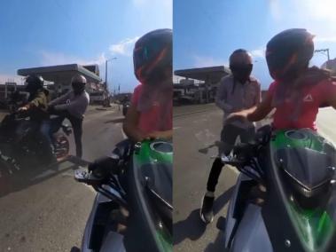 Robo a mujer motociclista