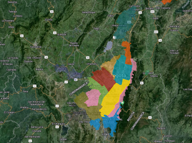 Mapa cortes de agua en Bogotá