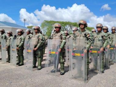 Uniformados que hacen parte del dispositivo de seguridad en Venezuela.