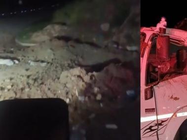 La vía en Rosas, tras explosión contra militares que pasaban por la zona.