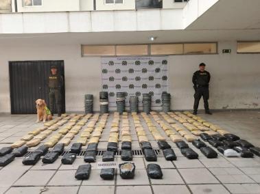 La marihuana incautada en Cali.