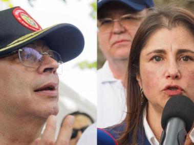 Gustavo Petro, presidente de la República, e Iris Marín, defensora del Pueblo.