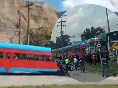 Accidente entre el tren de la sábana y un vehículo tractocamión.
