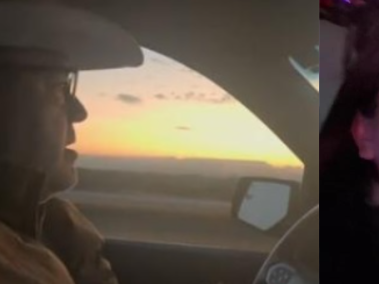 Momento en que el padre lleva a las fanáticas al concierto