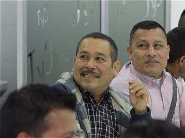 Ellos son los líderes de la comunidad U’wa que participaron en las conversaciones con el gobierno durante dos días en Bogotá.