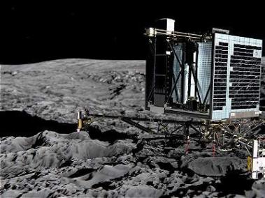 mision espacial rosetta sonda capta imagenes de robot philae sobre el cometa