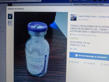 Captura de una publicación en un grupo de la red social Facebook, dedicado al intercambio y venta de bienes entre usuarios, en Caracas (Venezuela).
