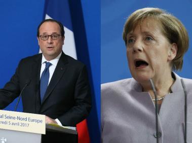 El presidente francés y la canciller alemana presentaron un comunicado conjunto.