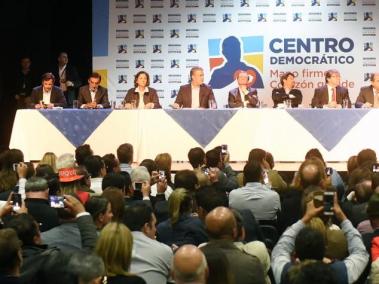 Varios precandidatos del uribismo en la convención del Centro Democrático el pasado mes de mayo.