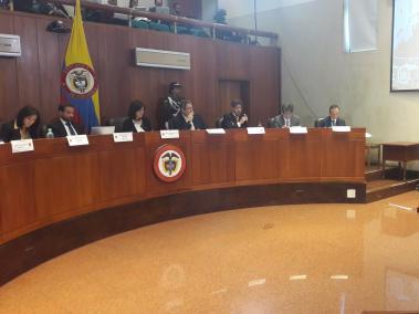 Audiencia en la Corte Constitucional de la ley de amnistía. Intervención del ministro de Justicia, Enrique Gil Botero.