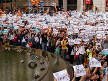 Marcha en Barcelona por la liberación de los independentistas Jordi Sanchez y Jordi Cuixart.