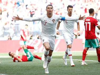 Cristiano Ronaldo en el partido contra Marruecos.