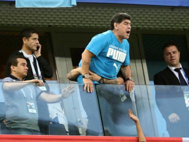 Diego Maradona, en el partido Argentina-Nigeria.