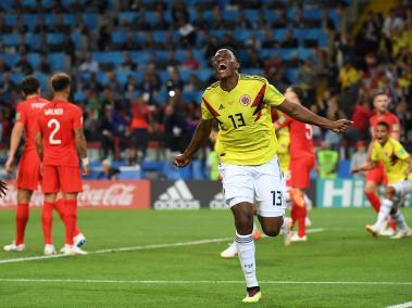 Yerry Mina anotó el gol de Colombia contra Inglaterra.