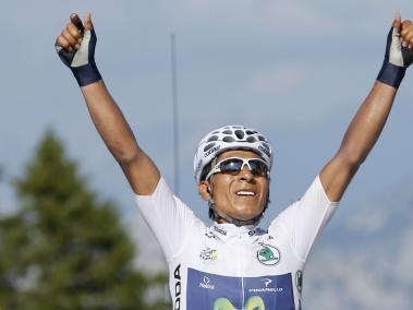 Nairo Quintana celebra su triunfo en el 2013.