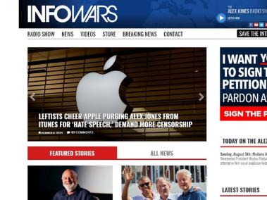 Infowars, el portal del conspiracionista Alex Jones.
