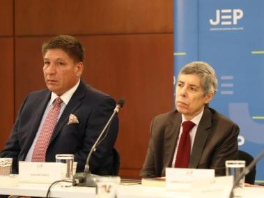 Sigifredo López, Alan Jara y Luis Mendieta en la sesión de testimonios orales sobre secuestros en la JEP.