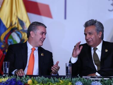 El mandatario ecuatoriano, Lenín Moreno, y el presidente de Colombia, Iván Duque, se reunieron este martes en Quito.