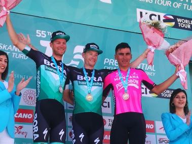 Jhonatan Restrepo, del Manzana Postobón, fue tercero en la segunda etapa de la Vuelta a Turquía 2019.
