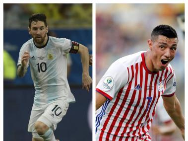 Lionel Messi (Izq.) y Óscar Cardozo (Der.) se encontrarán este miércoles por el Grupo B de la Copa América.
