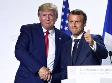 El presidente de Estados Unidos, Donald Trump, y su homólogo de Francia, Emmanuel Macron, durante una rueda de prensa en la Cumbre del G7.