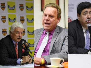 Estos son 4 de los indagados. De izq. a der., Jorge Perdomo, ex-Dimayor; Ramón Jesurún, cabeza de la FCF; Luis Bedoya y Álvaro González.