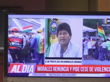 Evo Morales, en el momento en el que renunció.