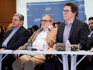 Exjefes de las extintas Farc, hoy líderes del partido político,
en una audiencia en la JEP.