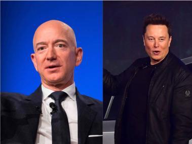 Jeff Bezos, fundador de Amazon; Elon Musk, director de SpaceX; y Mark Zuckerberg, fundador de Facebook.