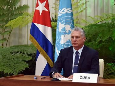 Miguel Díaz Canel, presidente de Cuba, durante su alocución en la ONU.