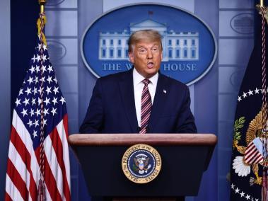 El presidente Donald Trump habló este jueves en la Sala Brady Briefing en la Casa Blanca en Washington.