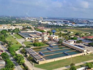 Panorámica aérea de la planta de acueducto de Triple A en Barranquilla.