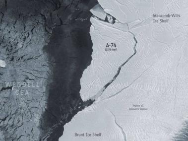 Imagen satelital del iceberg A-74 - ESA