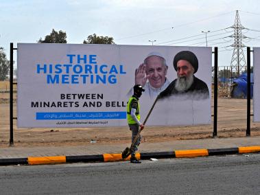 En  Nayaf hay avisos sobre el encuentro que sostendrá el sumo pontífice con el gran ayatolá Alí al-Sistani, uno de los principales líderes de los chiíes en el mundo.