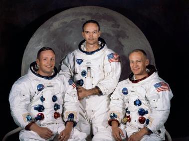 Tripulantes de la misión Apollo 11: Neil A. Armstrong, comandante; Michael Collins, piloto del módulo, y Edwin E. "Buzz" Aldrin, piloto del módulo lunar.