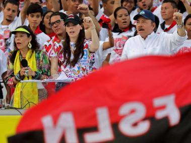 En la imagen, de julio del 2019, el presidente Ortega celebra los 40 años de la revolución sandinista, en la que él participó y con la que se derrocó al dictador Anastasio Somoza.