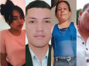 Los desaparecidos son Karen Sulay Garay Soto, John Steven Cagua y las hermanas Yamilf y Sandra Cortés Uribe.