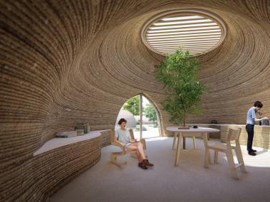 La vivienda es un innovador modelo circular que reúne
las prácticas constructivas vernáculas, principios bioclimáticos y el uso de materiales naturales.