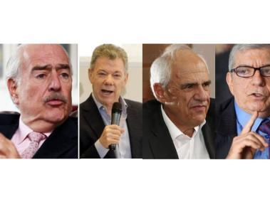 De izquierda a derecha los expresidentes Pastrana, Santos, Samper, Gaviria y Uribe