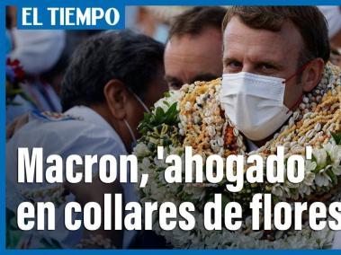 Casi ahogan al presidente francés Emmanuel Macron al llegar a la Polinesia Francesa