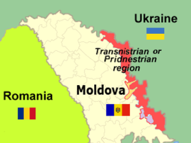 Mapa donde se puede ver donde esta ublicado el país de Transnitria